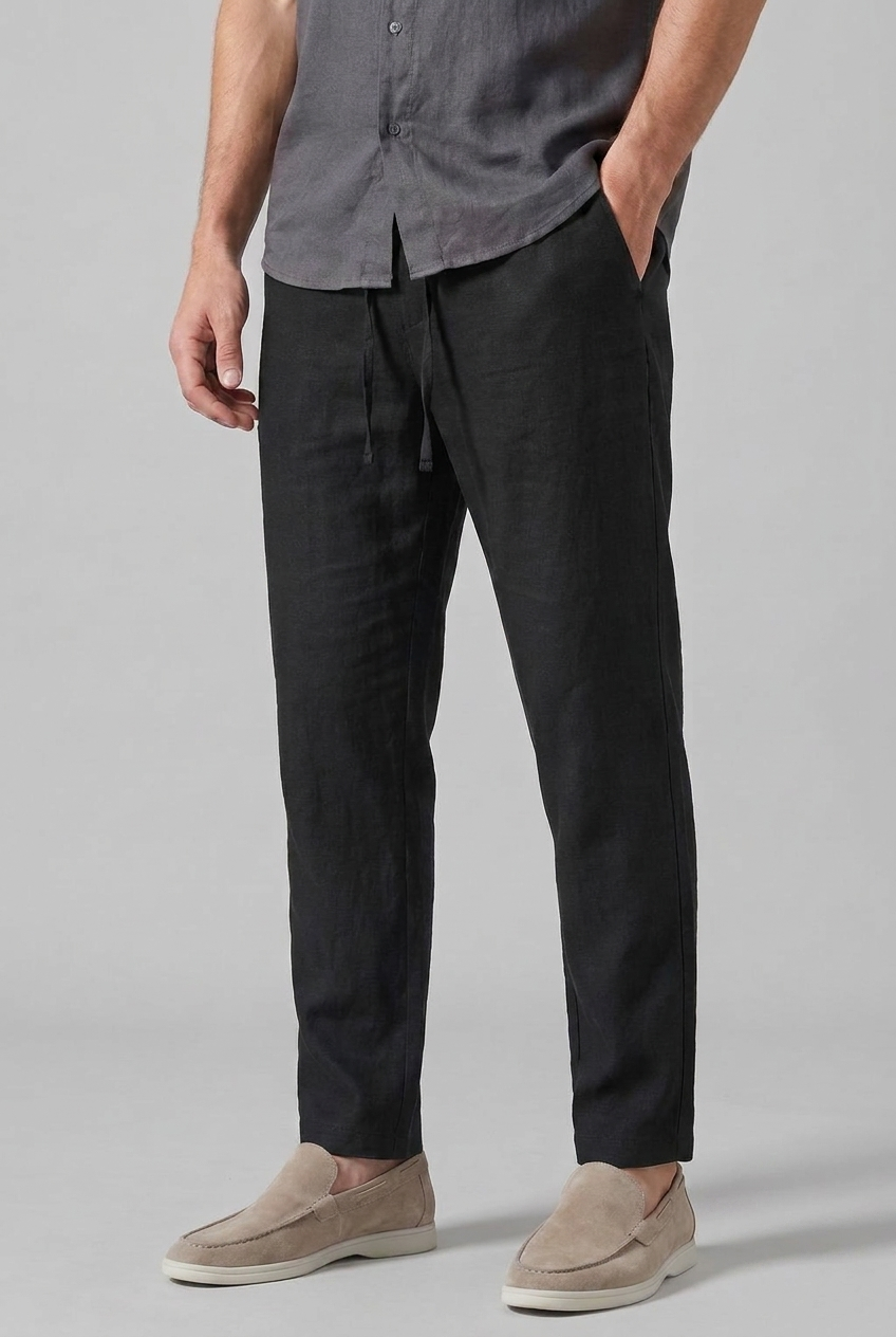 Comfortable Drawstring Straight Leg Trousers Men