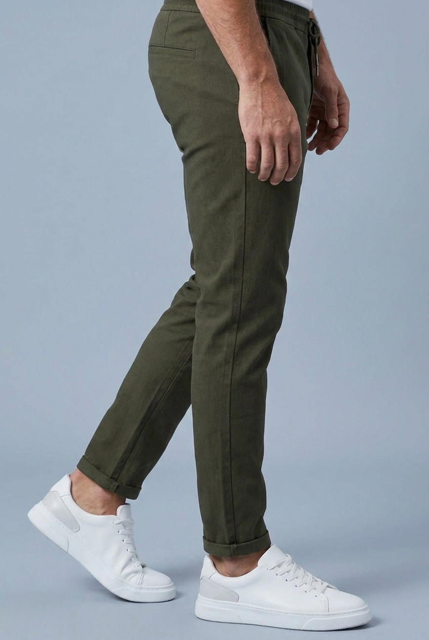 Straight Leg Drawstring Comfortable Casual Trousers Men