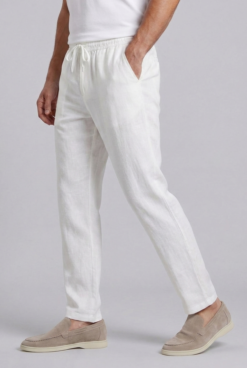 Comfortable Drawstring Straight Leg Trousers Men