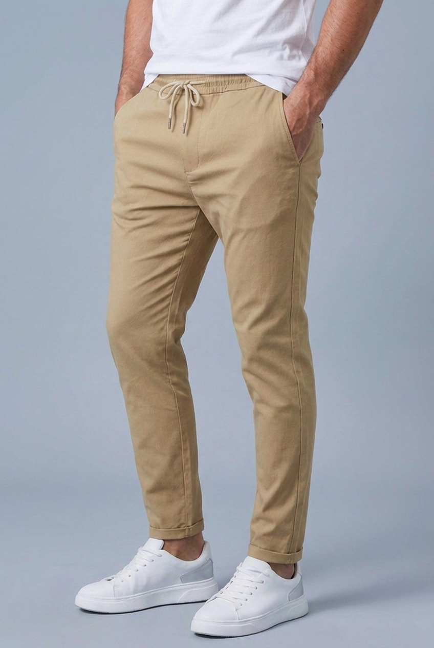 Straight Leg Drawstring Comfortable Casual Trousers Men