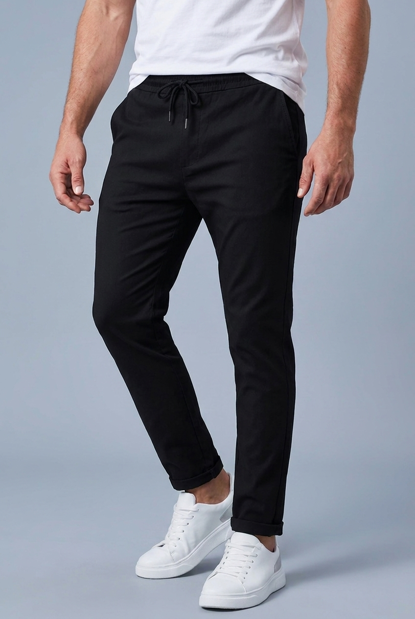 Straight Leg Drawstring Comfortable Casual Trousers Men