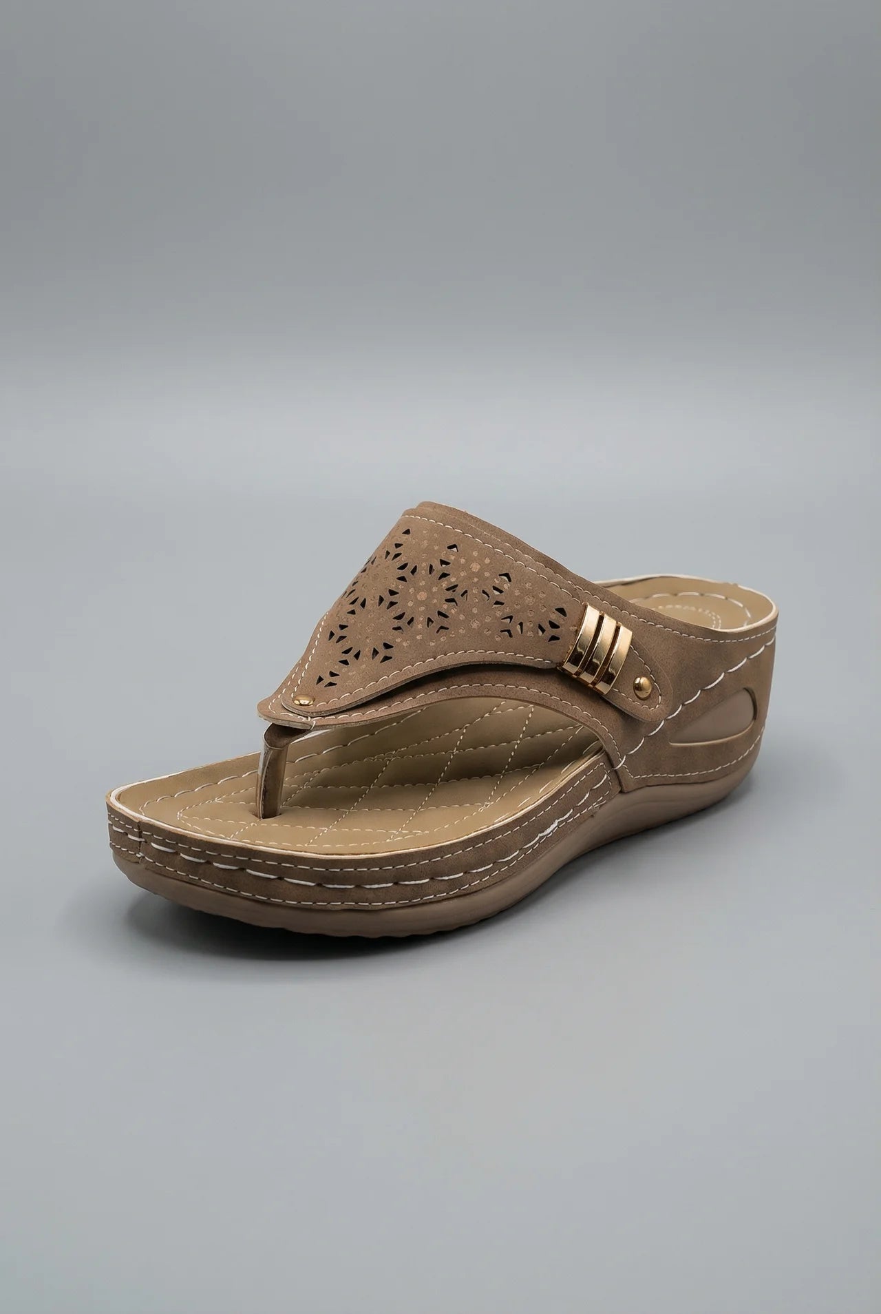 Wide Fit Walking Sandals Women Wedge Toe Post