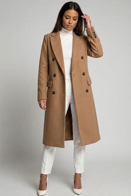 Elegant Longline Wool Style Trench Coat Women