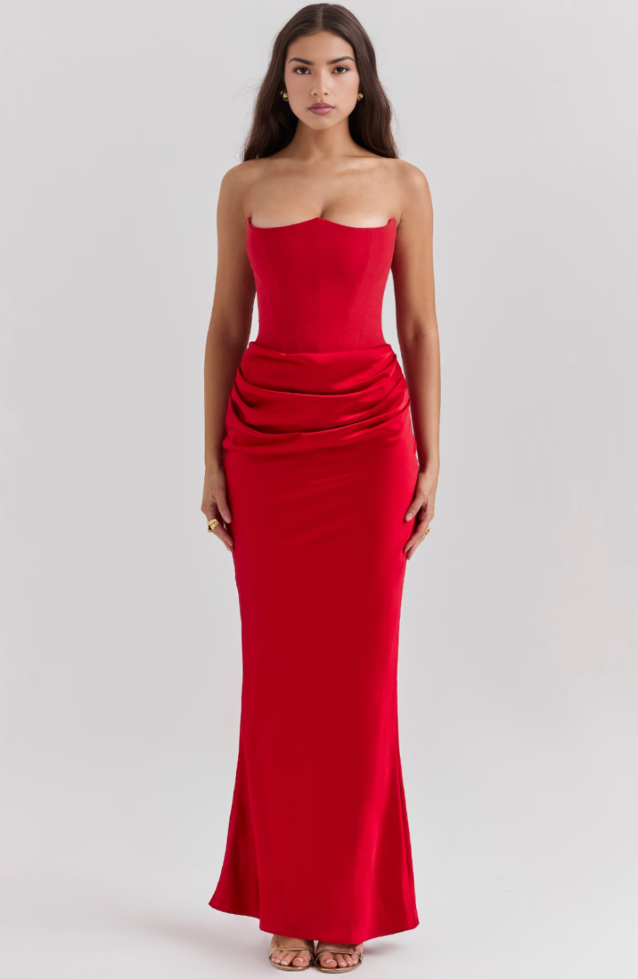 Strapless Corset Satin Style Wedding Guest Dress