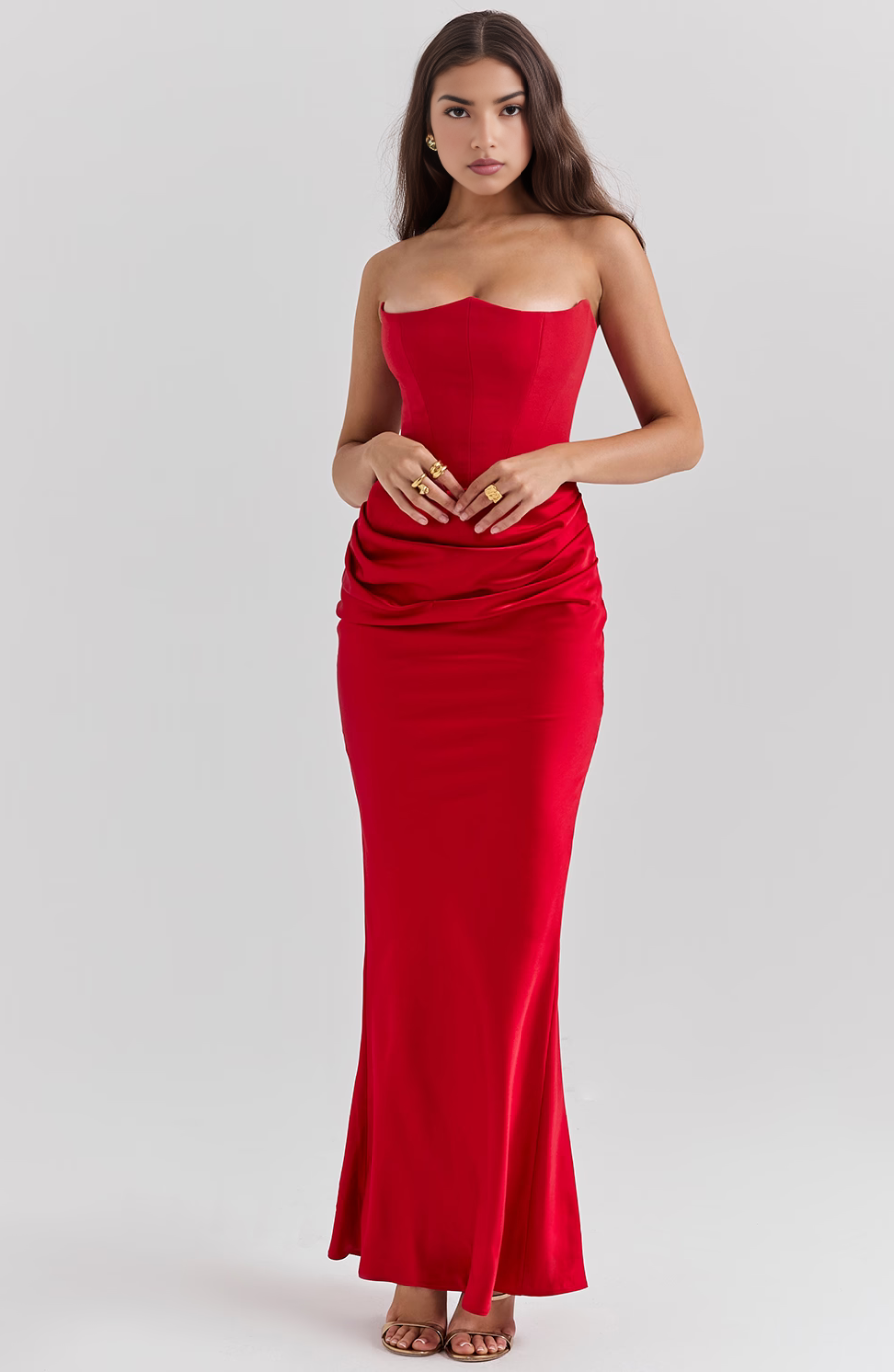 Strapless Corset Satin Style Wedding Guest Dress