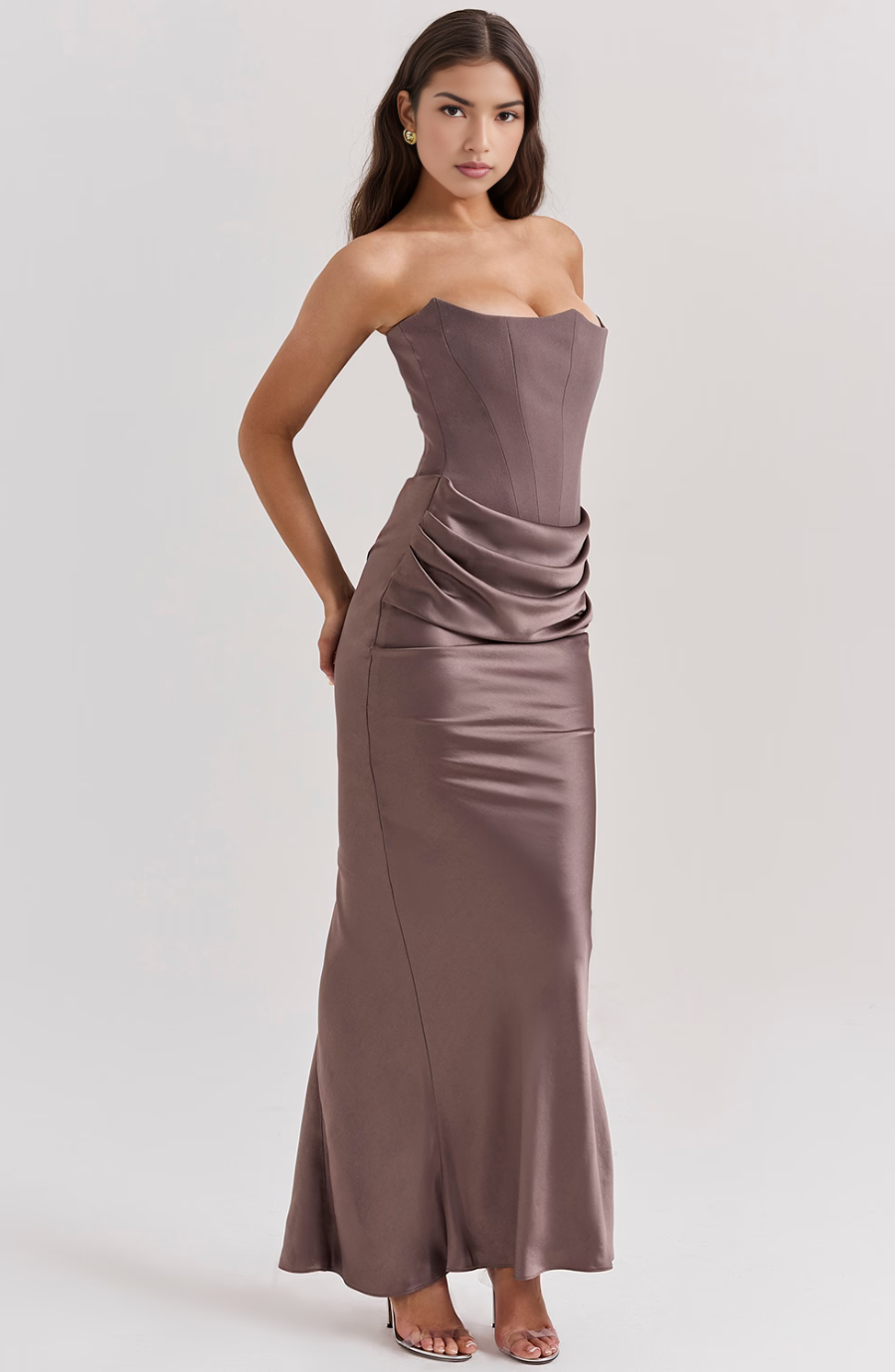 Strapless Corset Satin Style Wedding Guest Dress