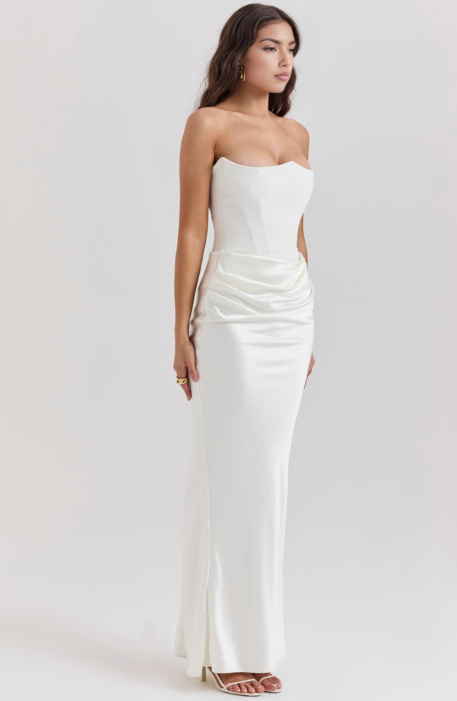 Strapless Corset Satin Style Wedding Guest Dress