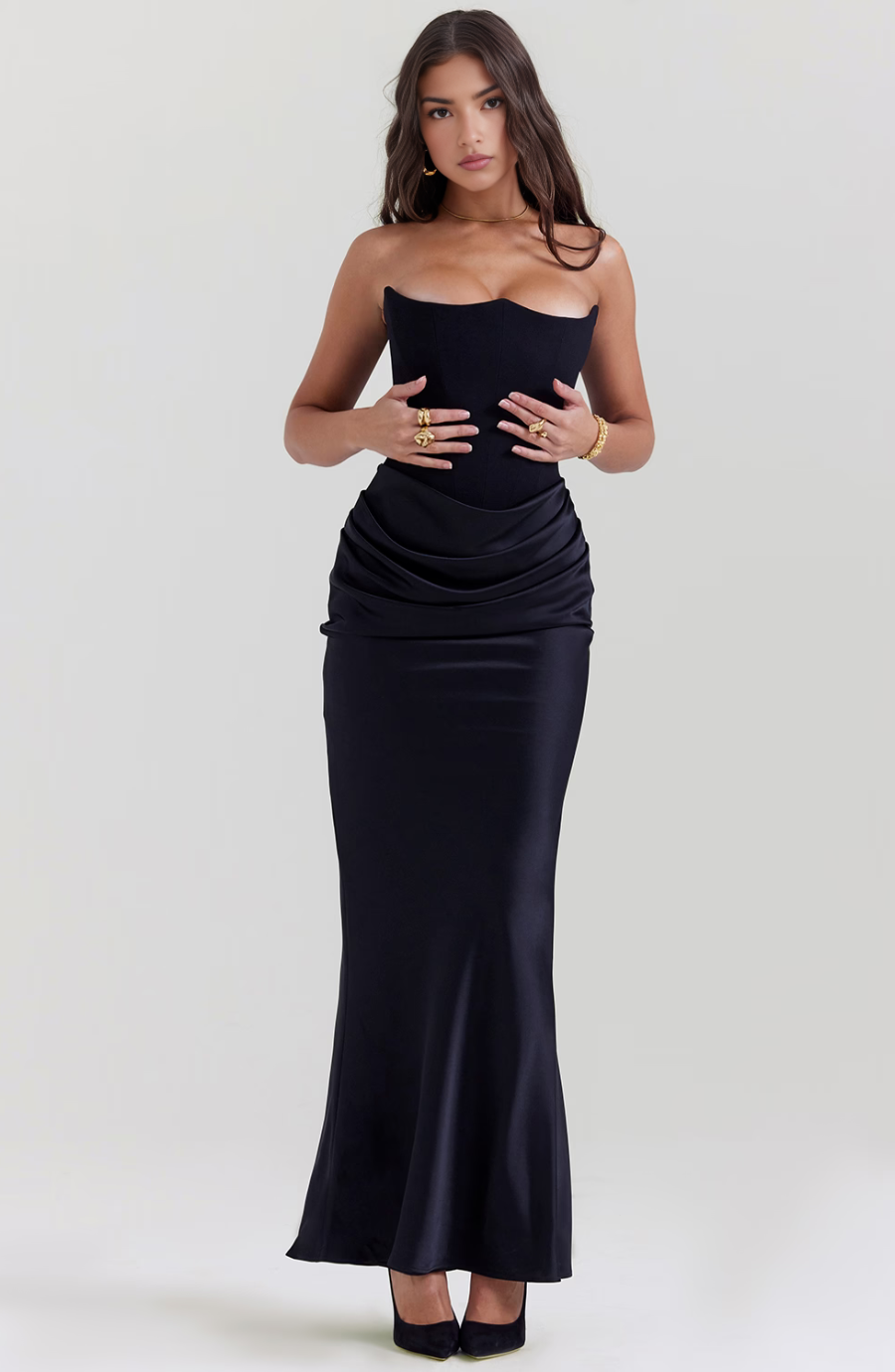Strapless Corset Satin Style Wedding Guest Dress