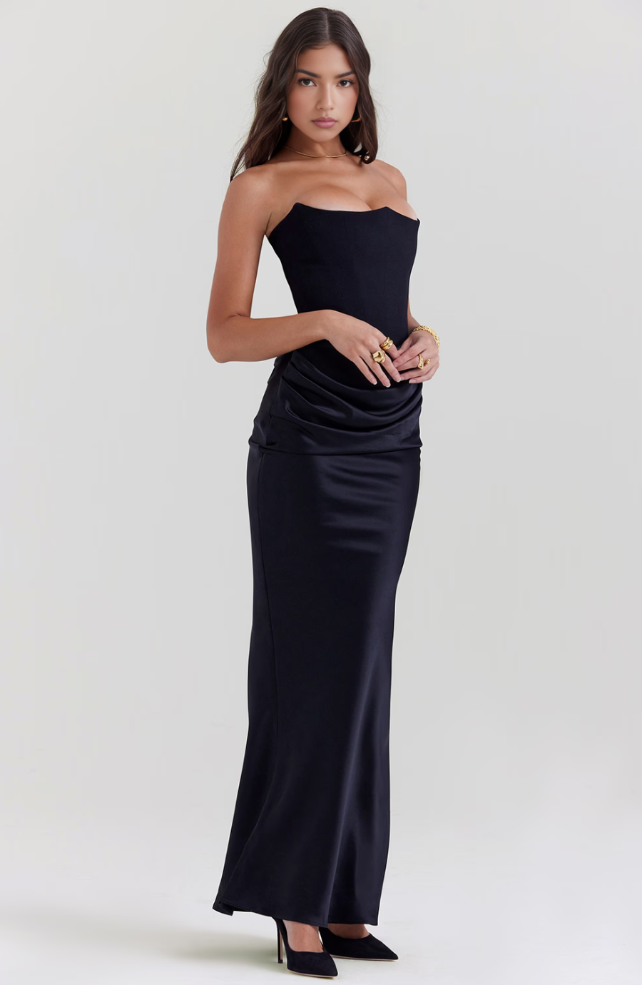 Strapless Corset Satin Style Wedding Guest Dress