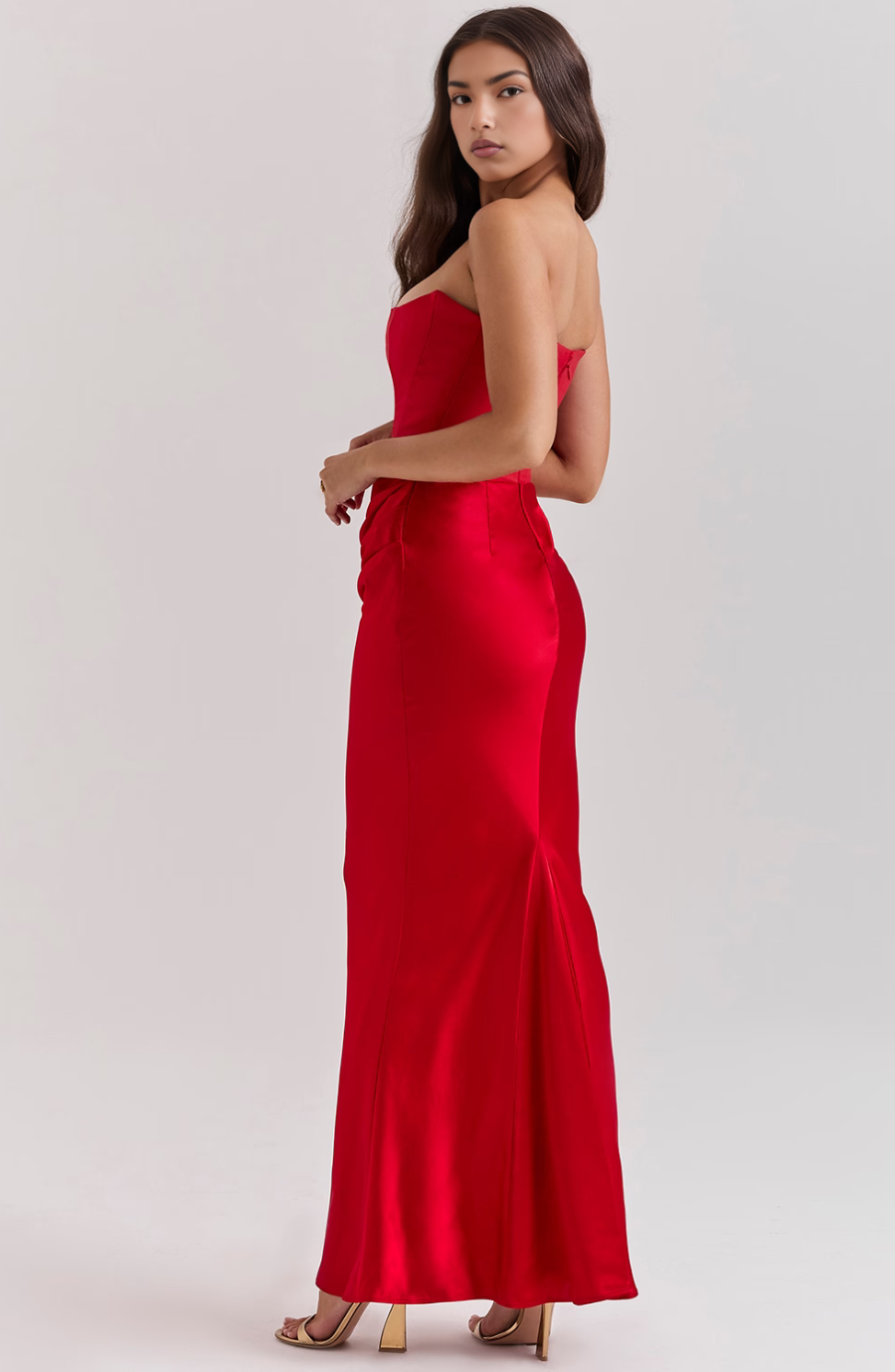 Strapless Corset Satin Style Wedding Guest Dress