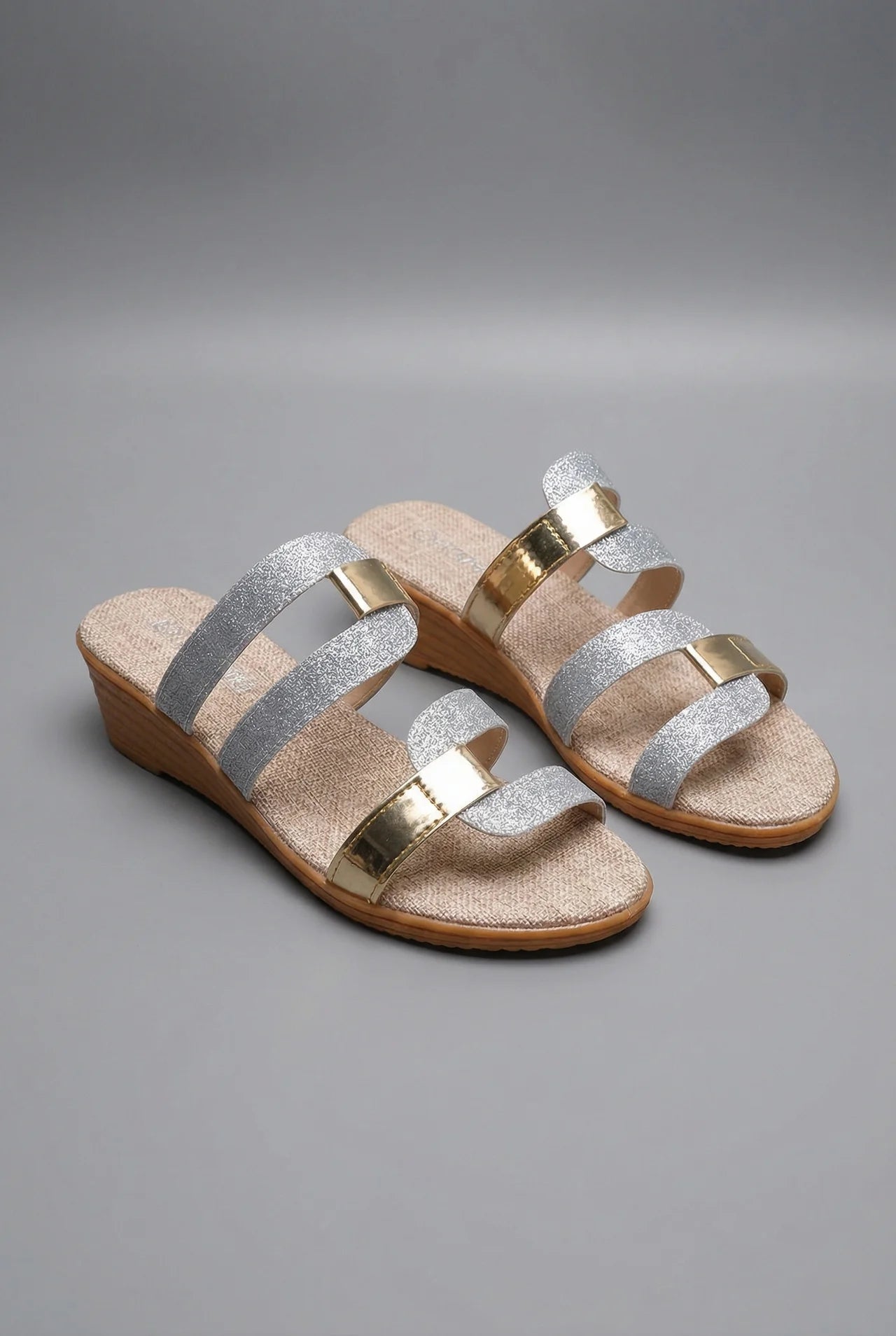 Triple Strap Slip On Comfort Wedge Sandals Women