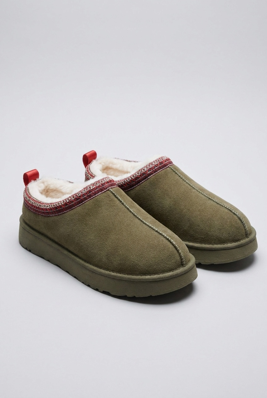 Faux Fur Lined Slip-On House Slippers Women