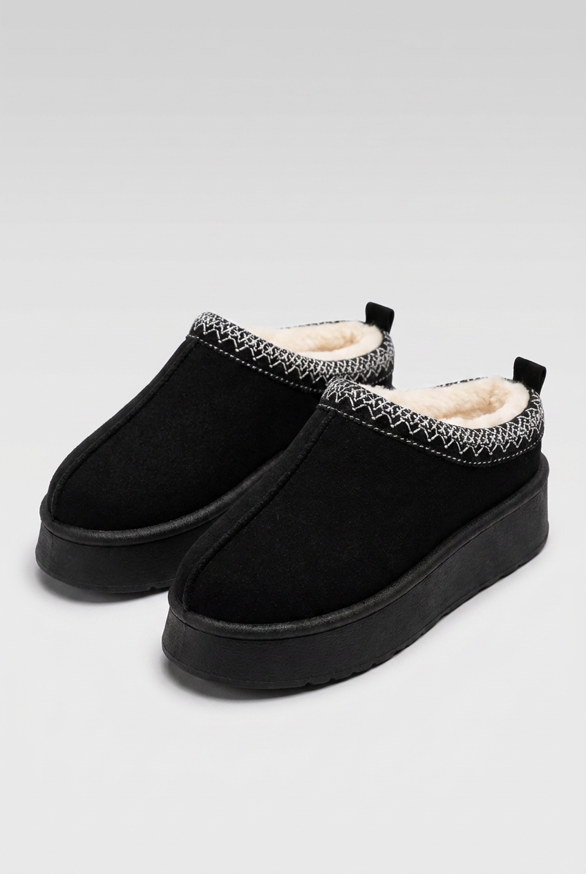 Faux Fur Lined Slip-On House Slippers Women