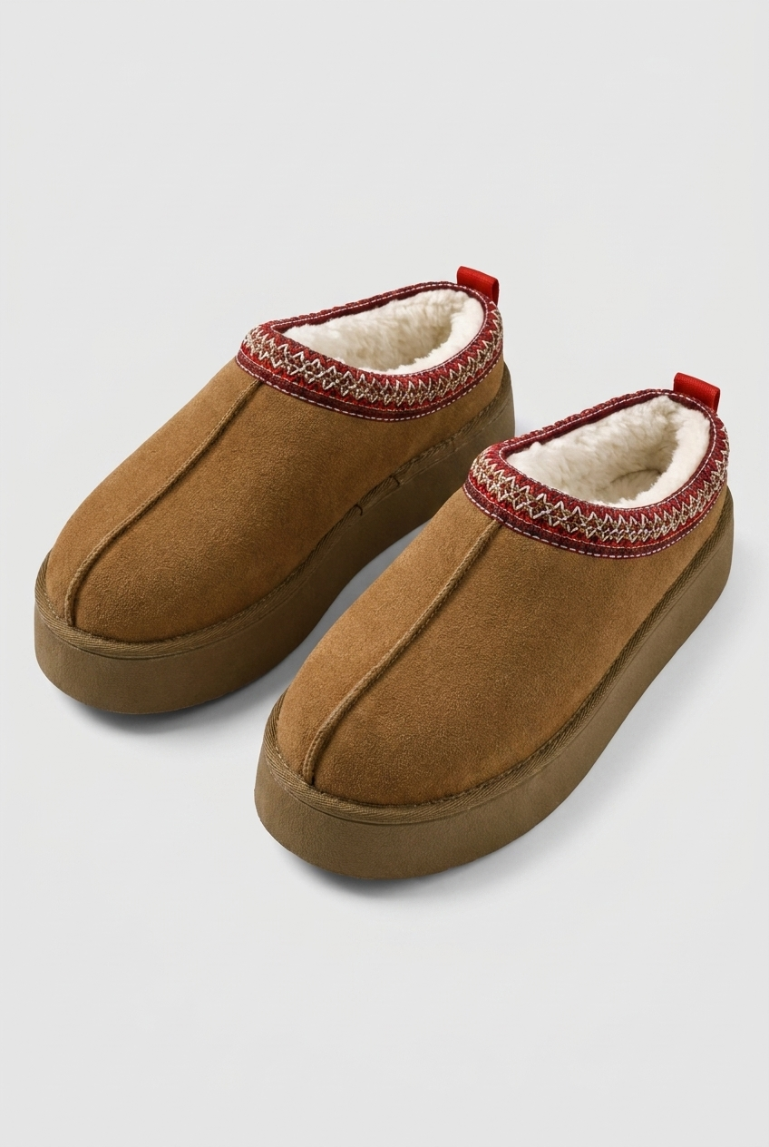 Faux Fur Lined Slip-On House Slippers Women