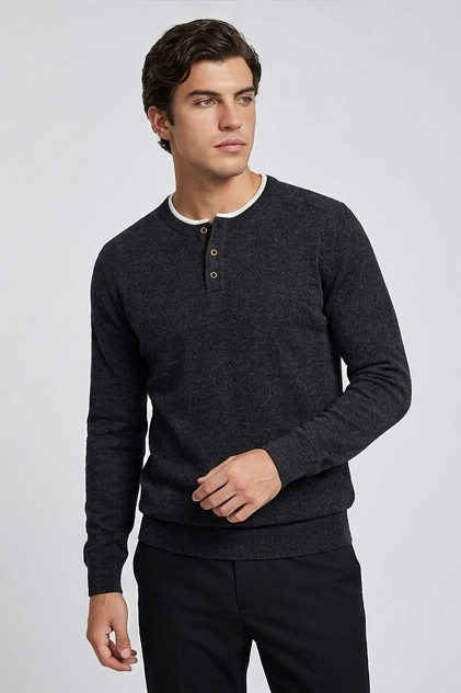 Faux Two-Piece Crew Neck Knit Jumper Men