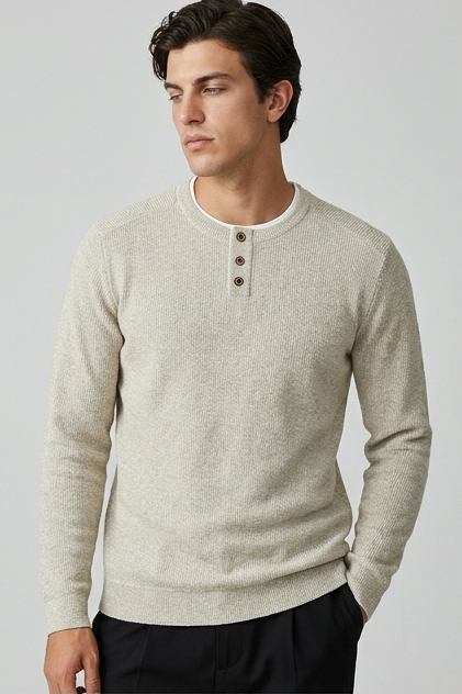 Faux Two-Piece Crew Neck Knit Jumper Men