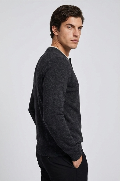 Faux Two-Piece Crew Neck Knit Jumper Men
