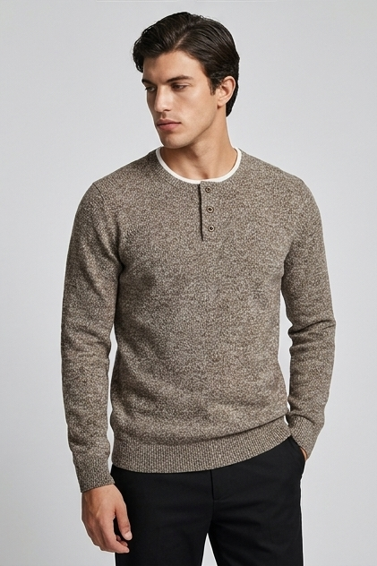 Faux Two-Piece Crew Neck Knit Jumper Men