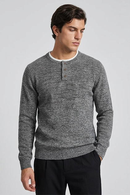 Faux Two-Piece Crew Neck Knit Jumper Men