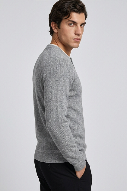 Faux Two-Piece Crew Neck Knit Jumper Men
