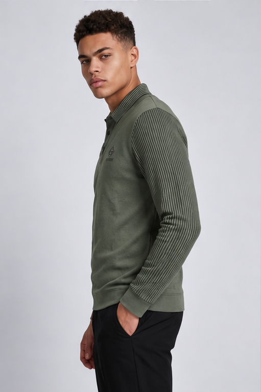 Contrast Sleeve V-Neck Knit Jumper Men
