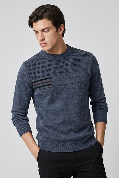 Fleece Lined Mock Neck Chenille Jumper Men