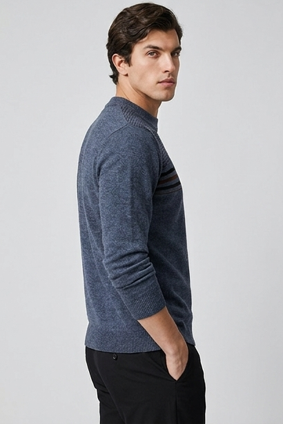 Fleece Lined Mock Neck Chenille Jumper Men