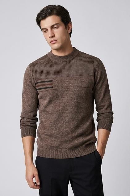 Fleece Lined Mock Neck Chenille Jumper Men
