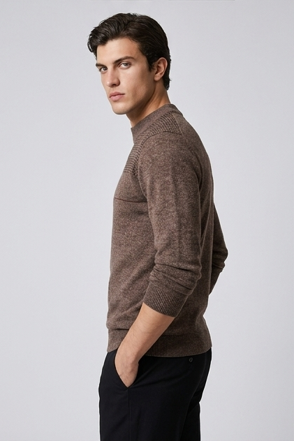 Fleece Lined Mock Neck Chenille Jumper Men