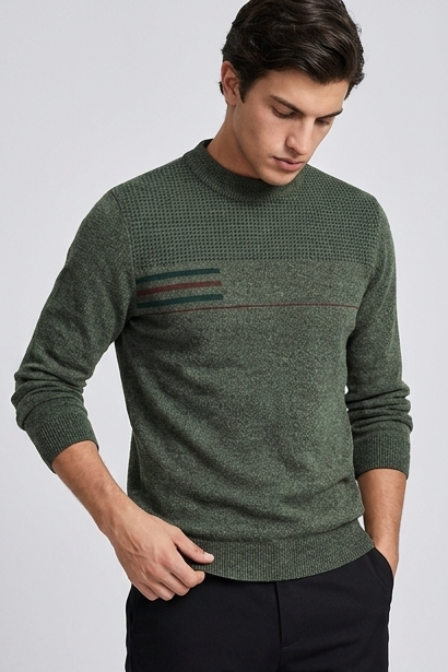 Fleece Lined Mock Neck Chenille Jumper Men