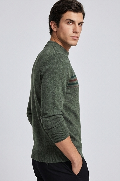 Fleece Lined Mock Neck Chenille Jumper Men