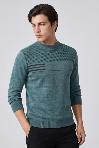 Fleece Lined Mock Neck Chenille Jumper Men
