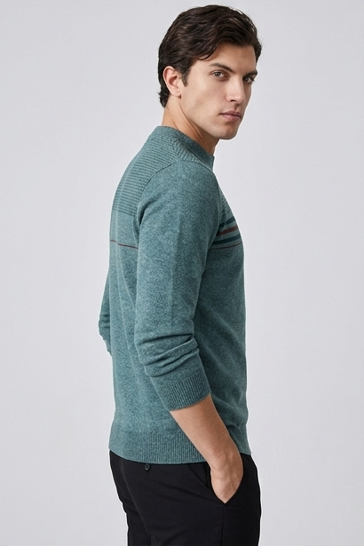 Fleece Lined Mock Neck Chenille Jumper Men