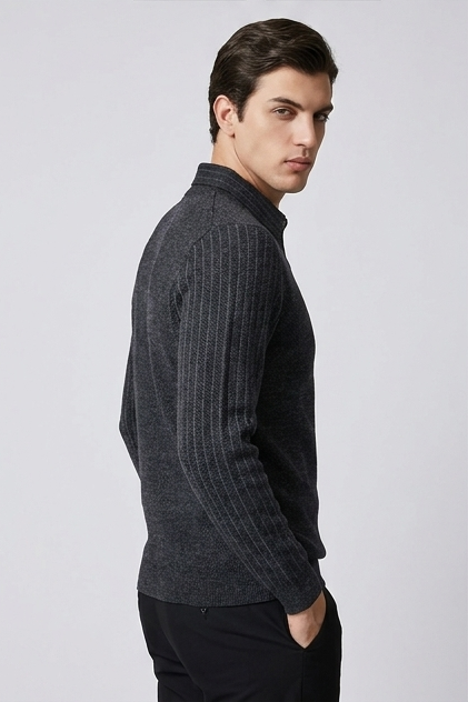 Faux Layered V-Neck Knit Style Jumper Men