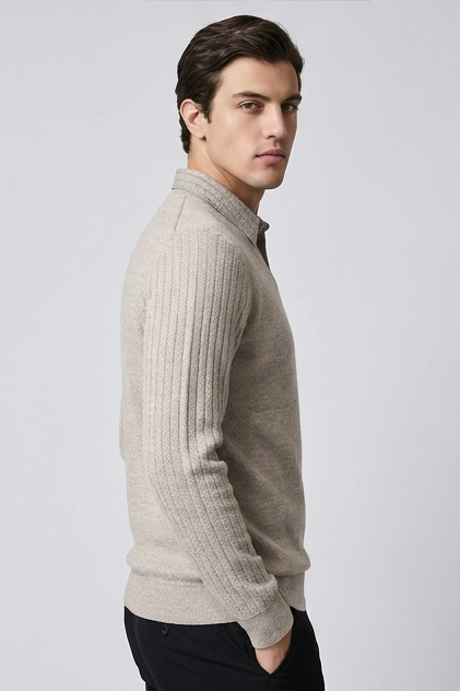 Faux Layered V-Neck Knit Style Jumper Men