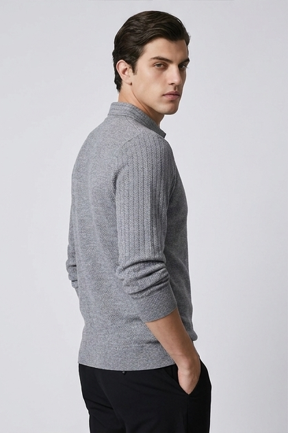 Faux Layered V-Neck Knit Style Jumper Men