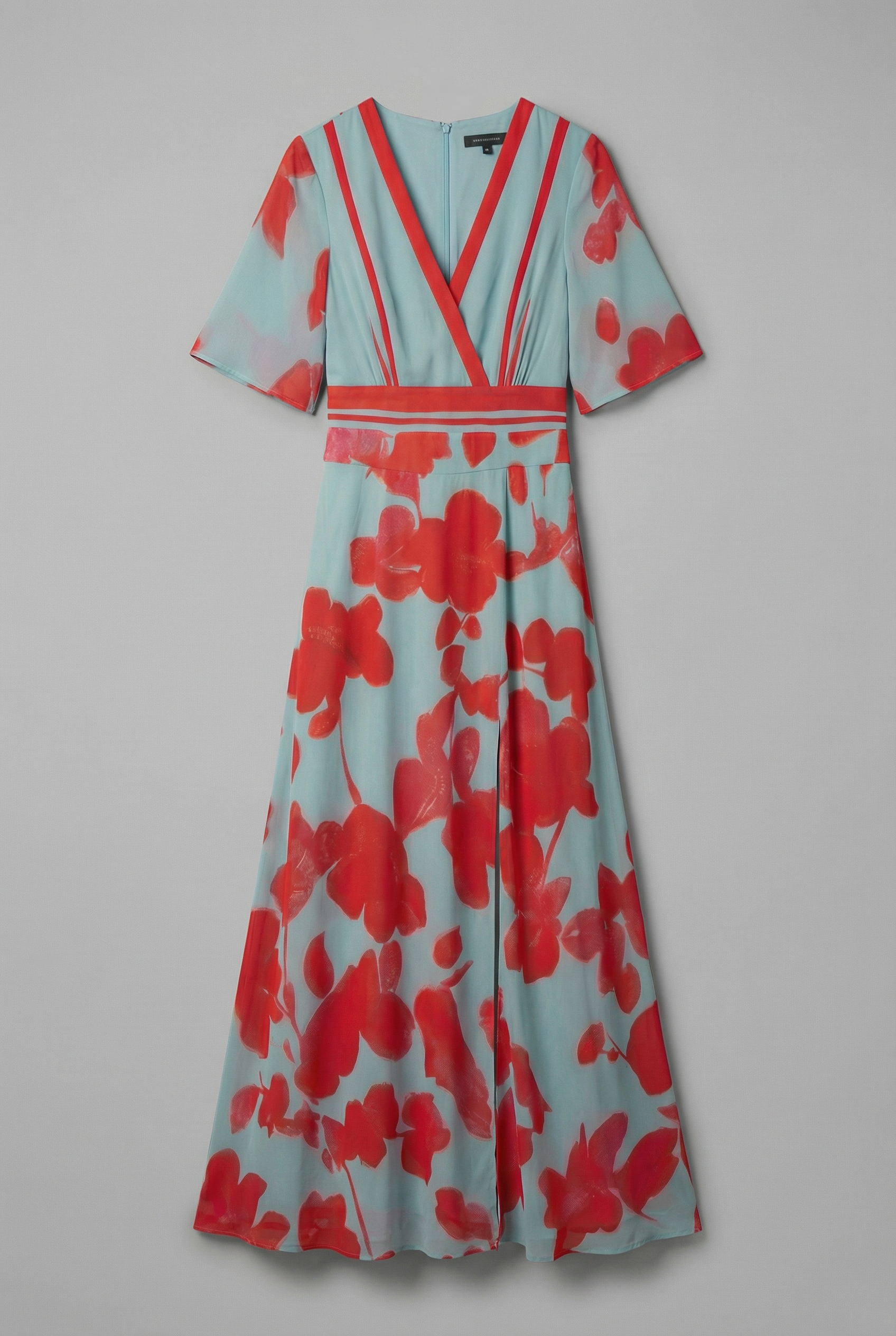 Women's Elegant V-Neck Flowing Full-Length Floral Maxi Dress