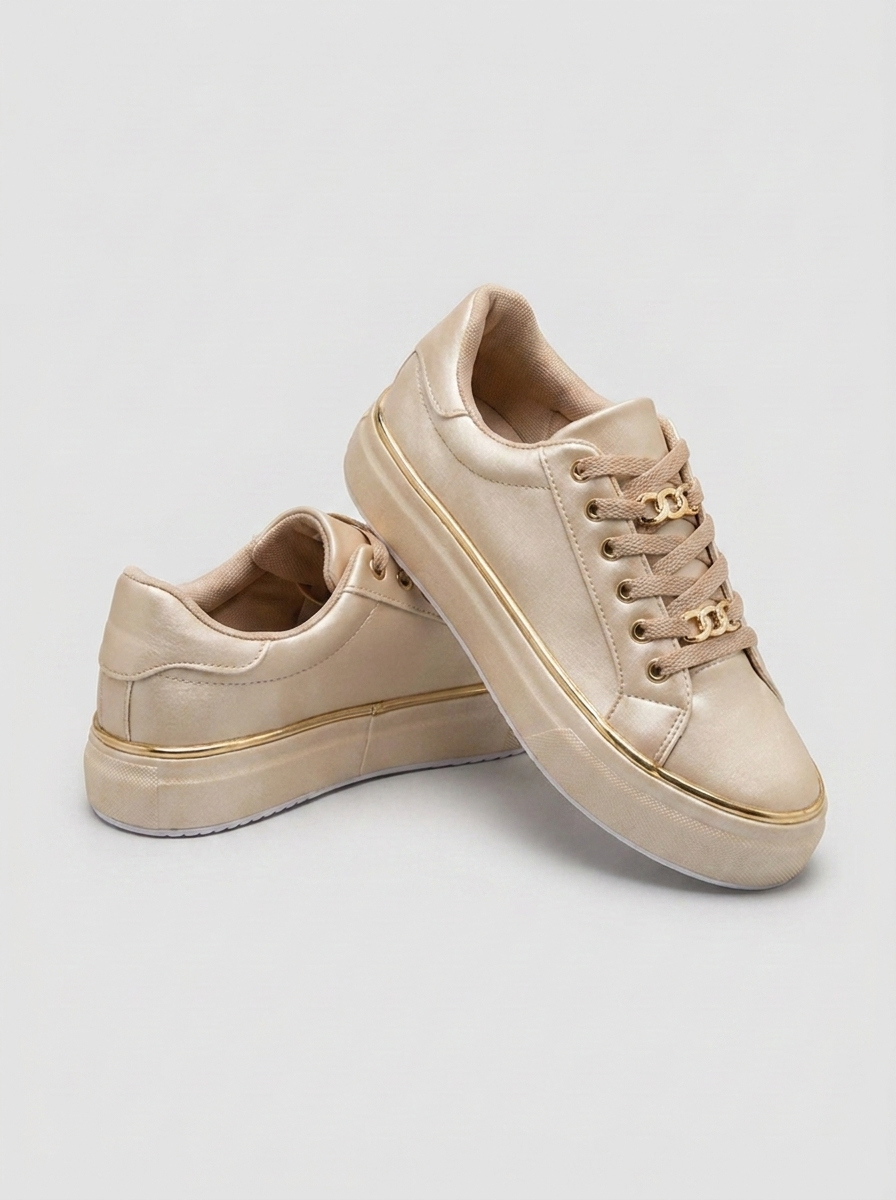 Chain Detail Flatform Casual Walking Trainers Women