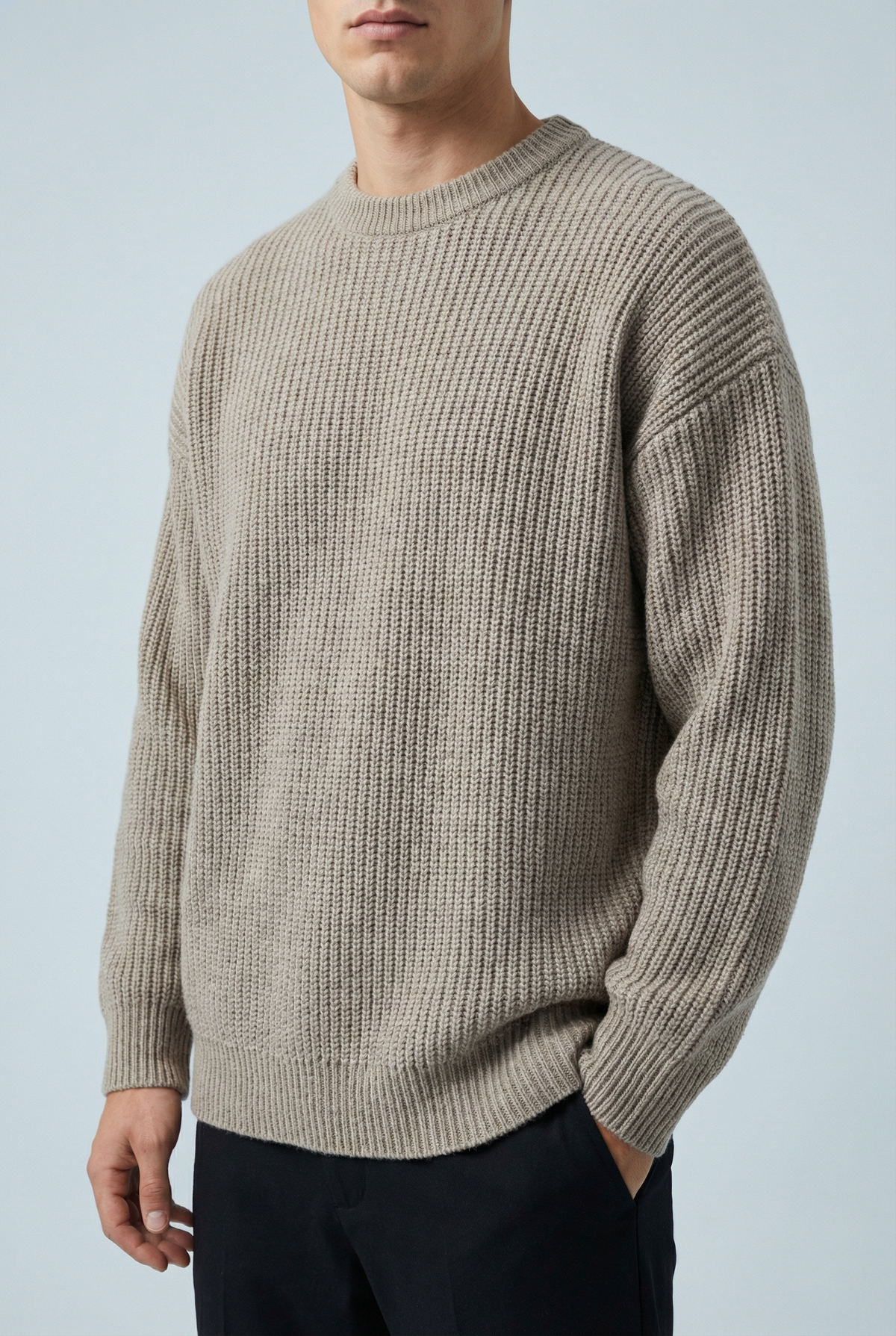 Men's Minimalist Relaxed Rib Crew Neck Sweater