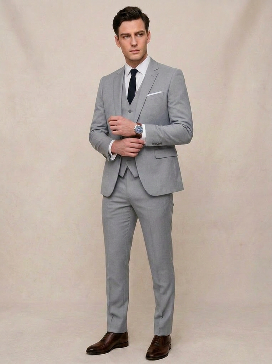 Three Piece Tailored Tie Suit Men