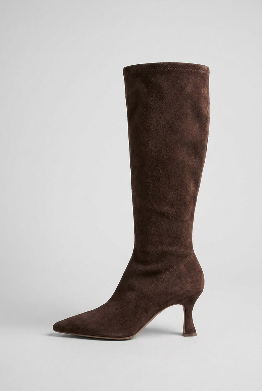 Women’s Suede Style High Heeled Knie High Boots