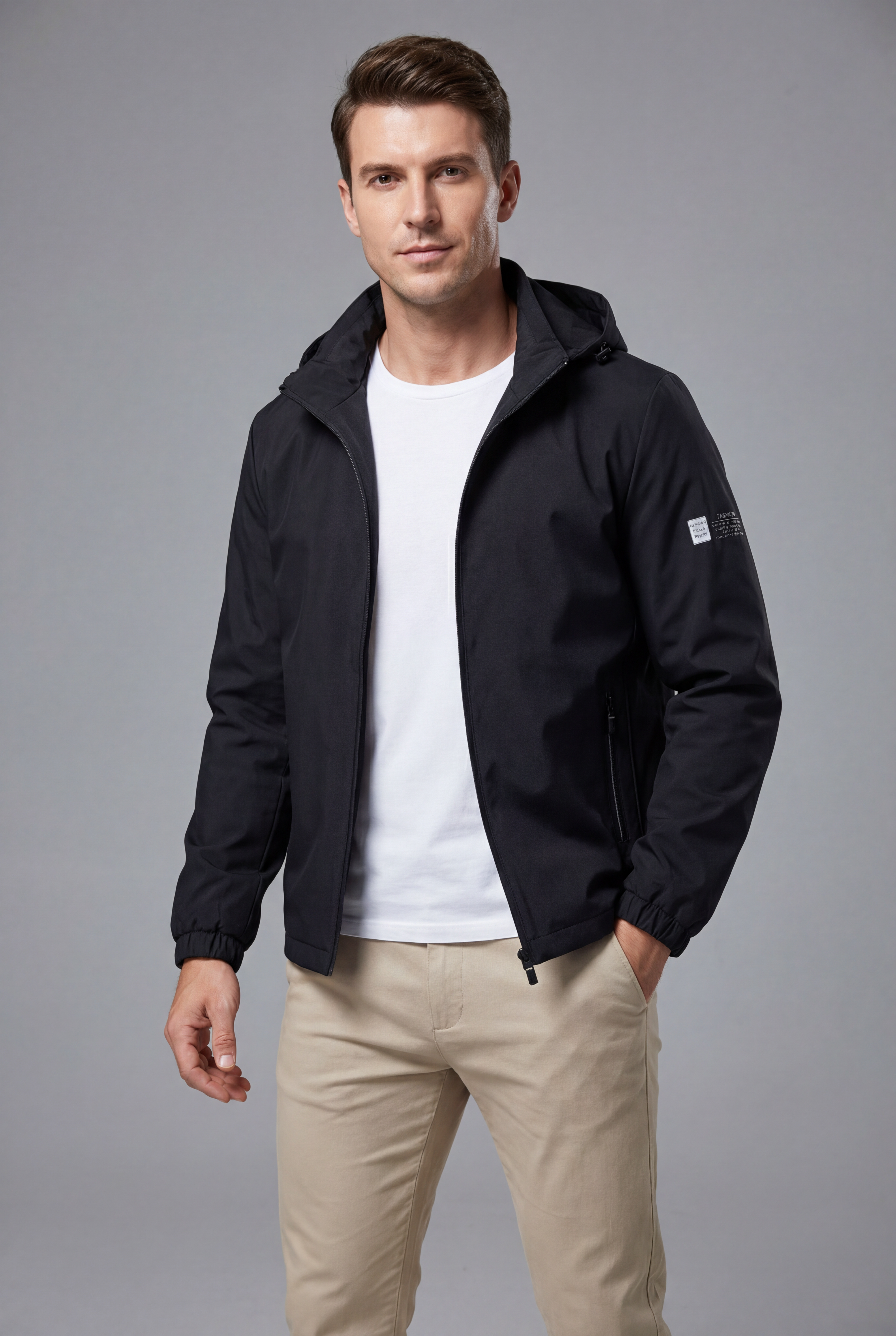 Men’s Lightweight Windbreaker Hooded Casual Outerwear