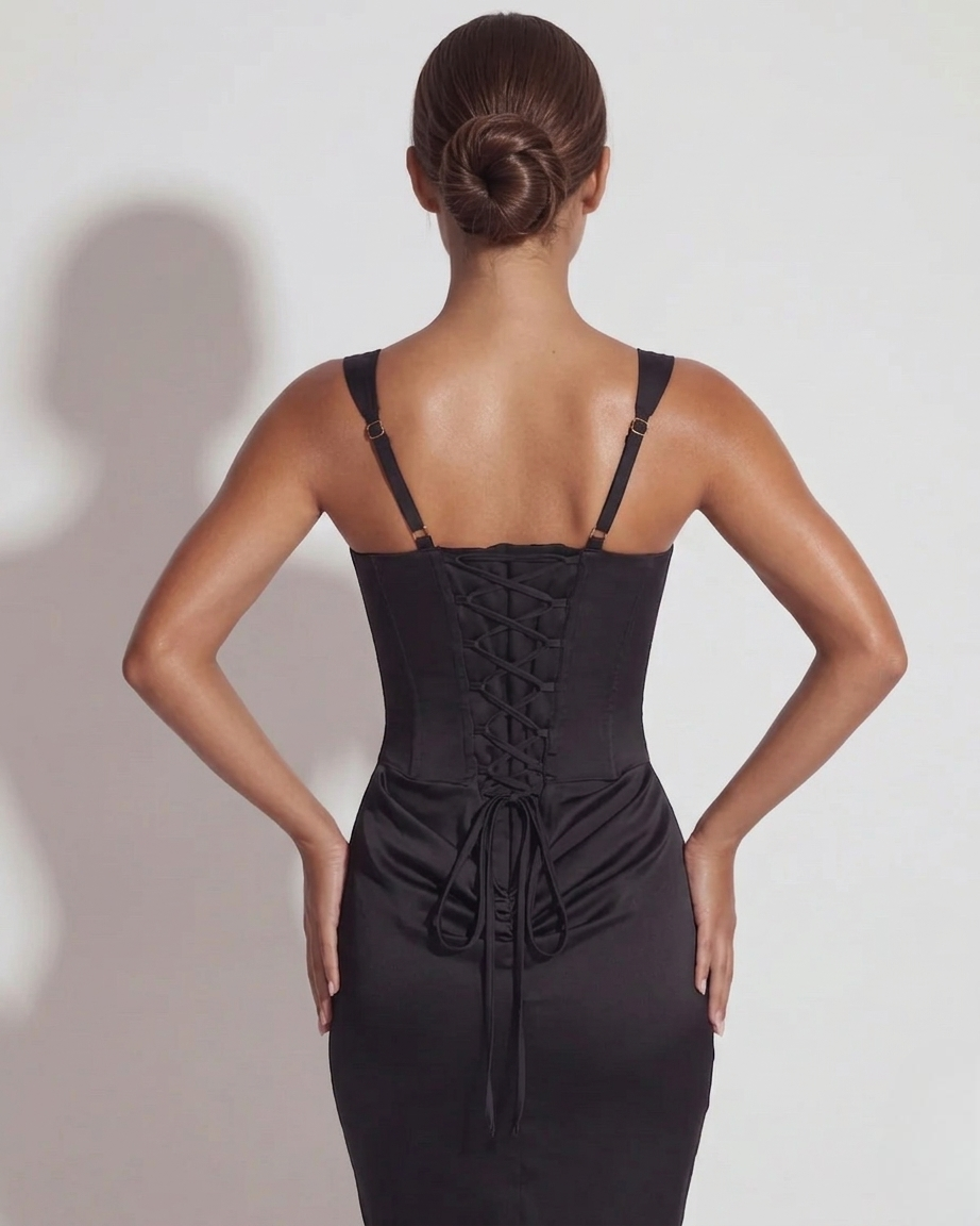 Square Neck Corset Bodycon Occasion Maxi Dress