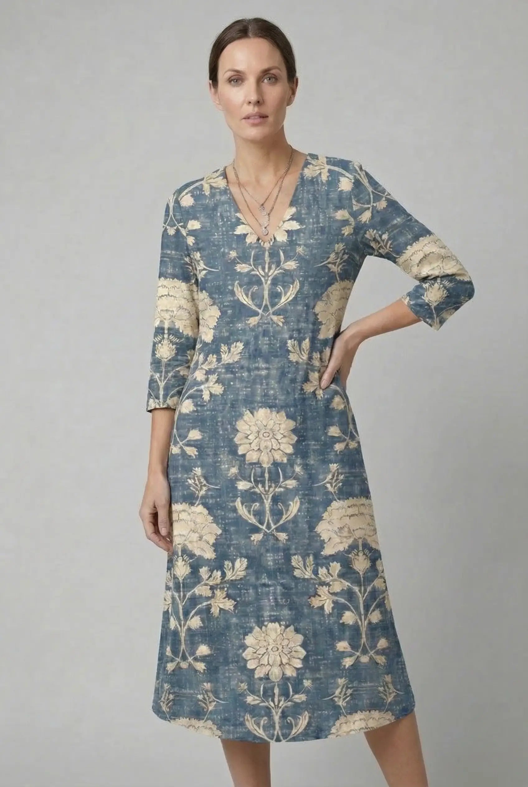 Short Sleeve Floral Midi Summer Dress