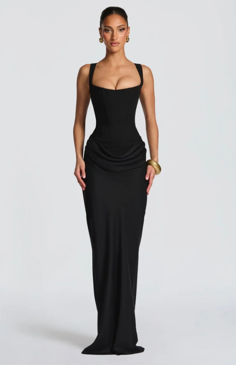 Square Neck Corset Fishtail Occasion Maxi Dress