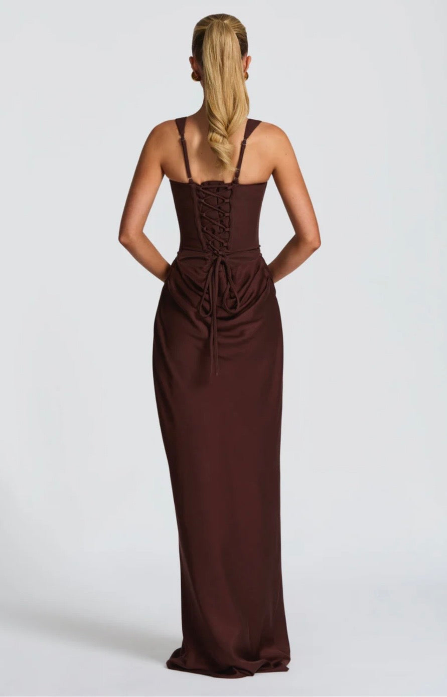 Square Neck Corset Fishtail Occasion Maxi Dress