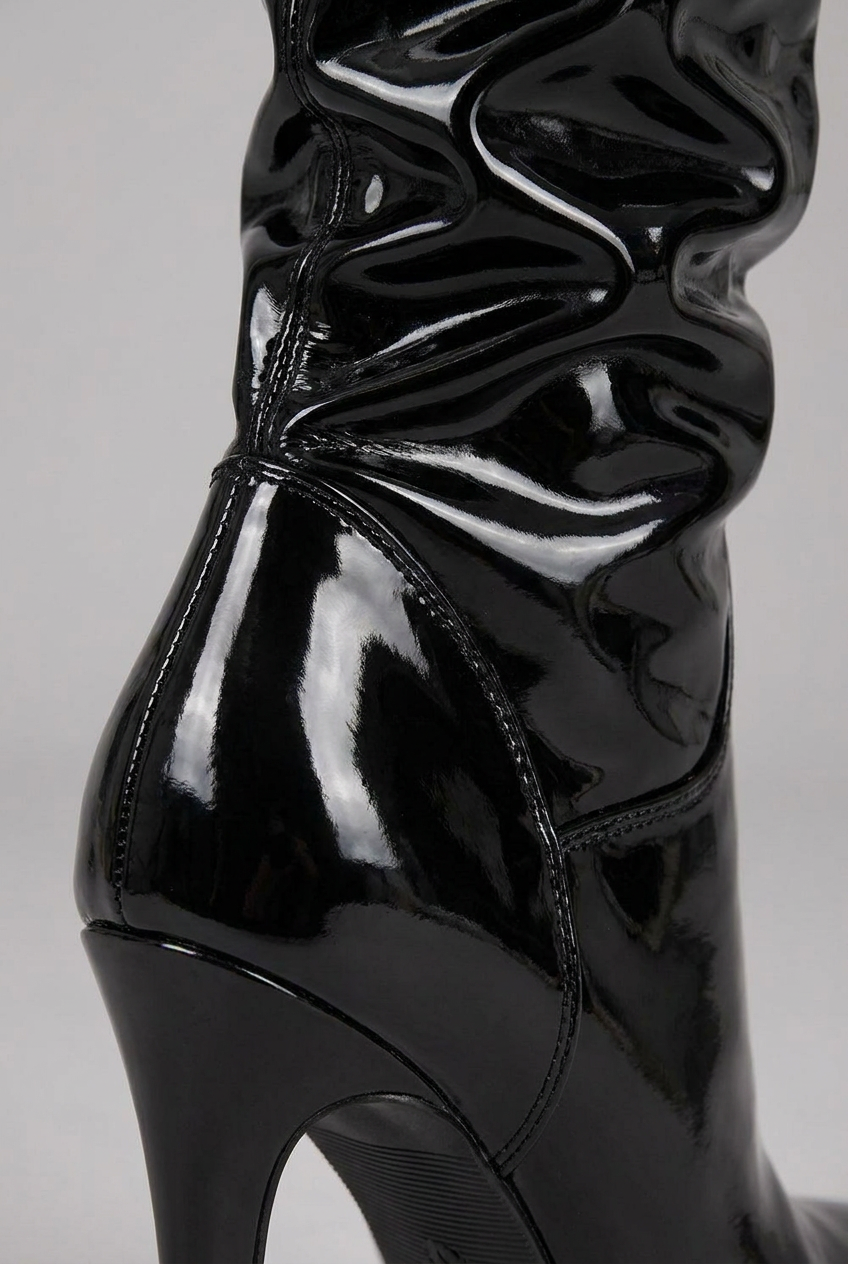 High-Shine Ruched Over-The-Knee Stiletto Heel Boots Women