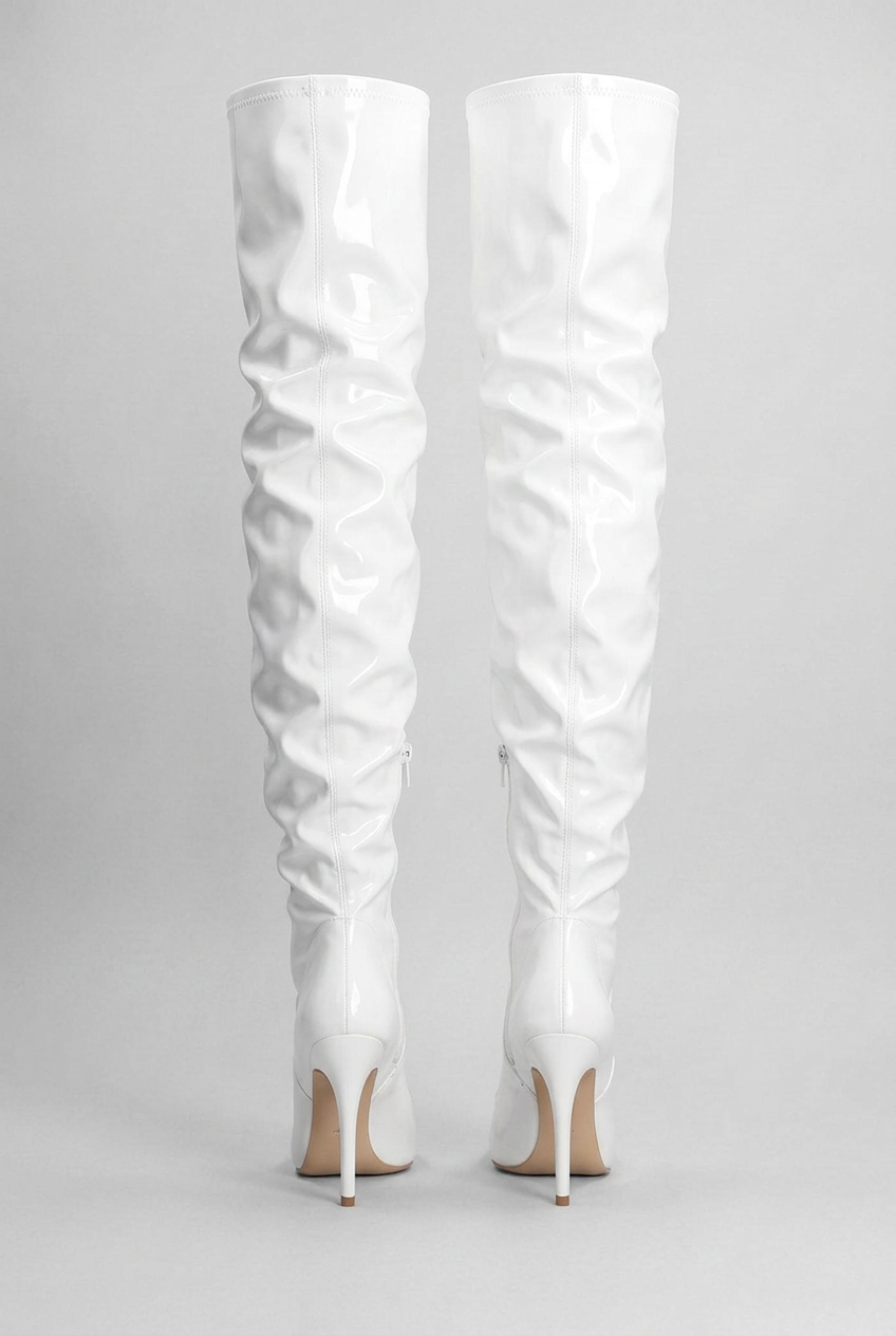 High-Shine Ruched Over-The-Knee Stiletto Heel Boots Women