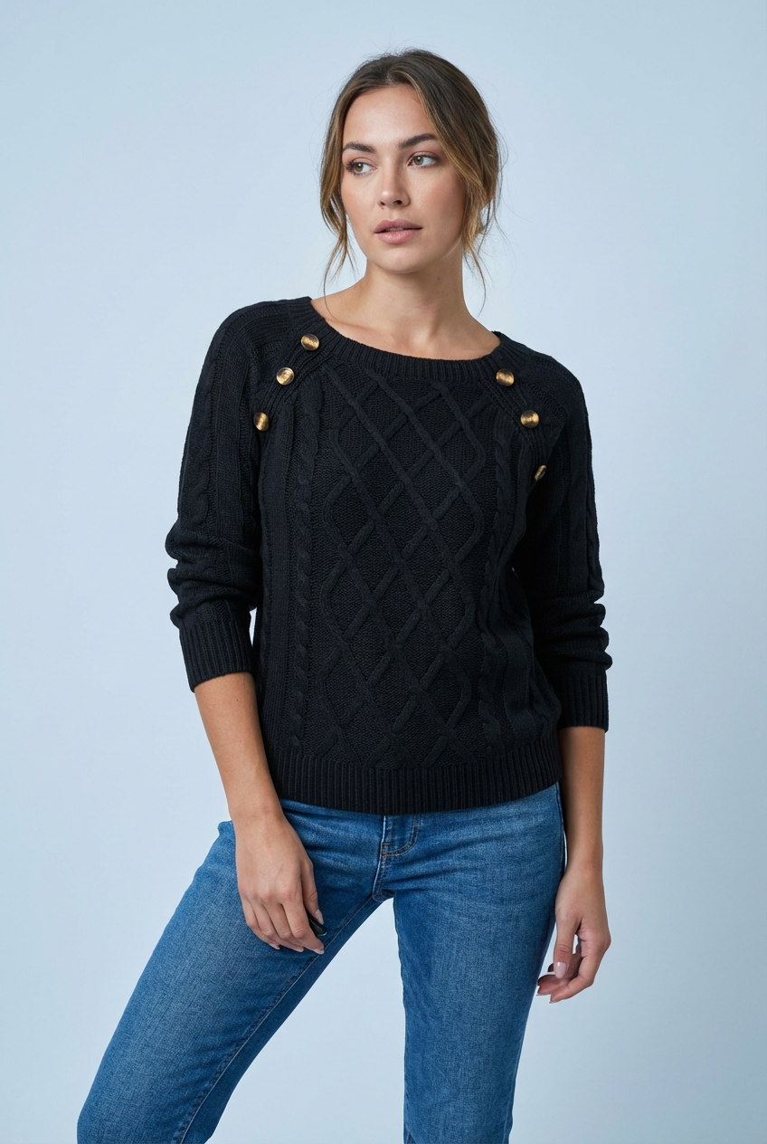 Women's Elegant Button-Front Knit Sweater