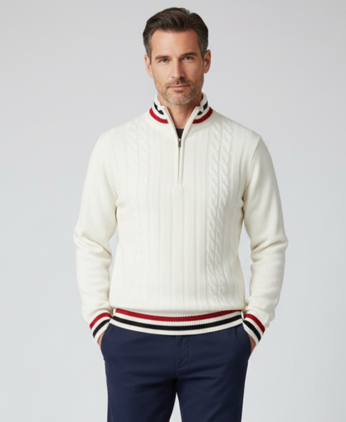 Men’s Textured Knit Quarter-Zip Sweater